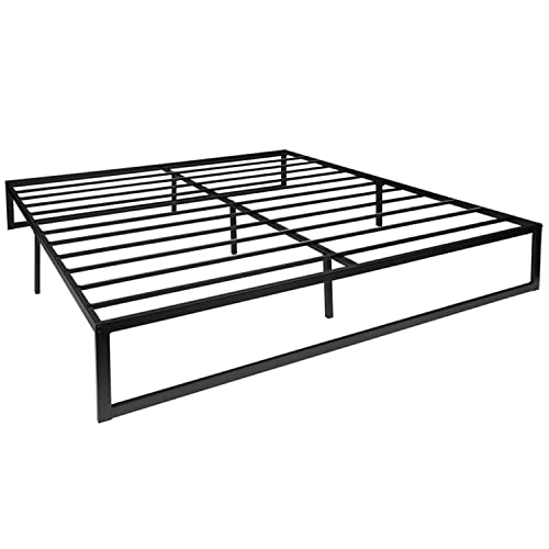 Flash Furniture Lana 14 Inch Metal Platform Bed Frame - No Box Spring Needed With Steel Slat Support And Quick Lock Functionality (King) #TOP13