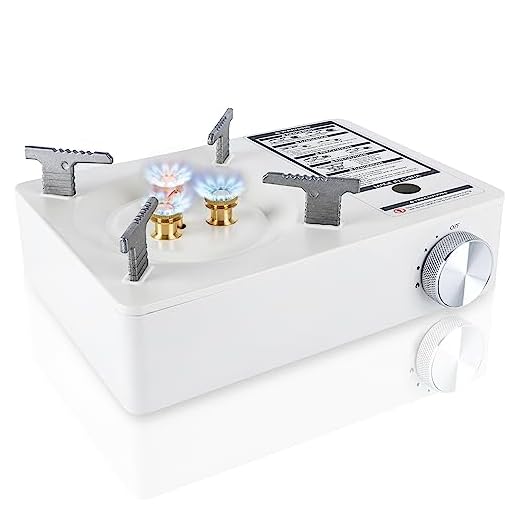 McKay Fogão de acampamento com estojo de transporte | Saída extra alta, fogão de butano de queimador único, acessórios de caminhada e acampamento, fogão portátil de acampamento ao ar livre para