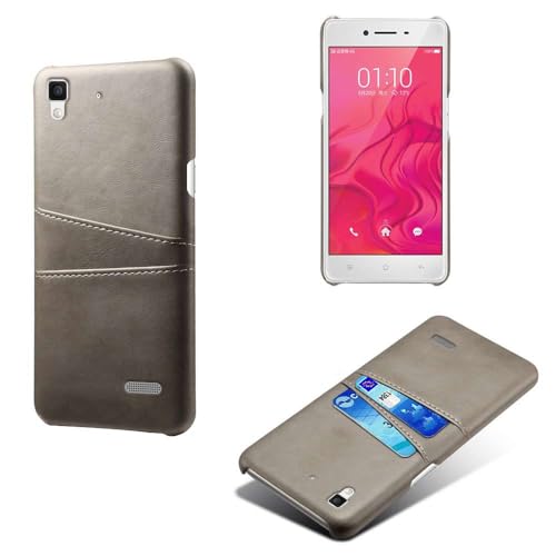 Hülle kompatibel mit Oppo R7,PU-Lederhülle - schlanke stoßfeste Handyhülle mit 2 Kartenschlüssen,Anti-Fingerabdruck und Anti-Drop-Schutz Kunststoff-Kunstleder-Grey