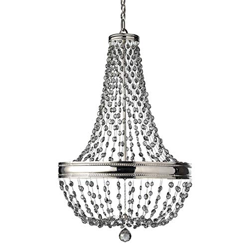 8 Bulb Chandelier Hanging Pendant Light - Highly Polished Nickel Finish - LED E14 60W Bulb