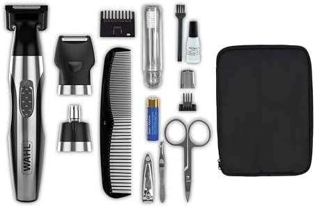 Wahl Travel Kit Deluxe, 6 in 1 Multigroomer, Bart- und Stoppeltrimmer, Körperhaartrimmer für Männer, Pflegeset, Multi Grooming Tools, Reise-Pflegeset