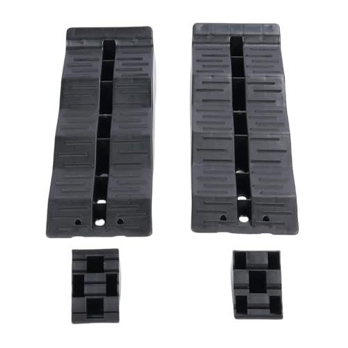 HUSHUI Rampa de Nivelación para Vehículos Recreativos, 11000 Libras, Resistente, Diseño Ajustable de 3 Escalones para Remolques y Camiones de Viaje, Material HDPE Duradero (Sin Bolsa)
