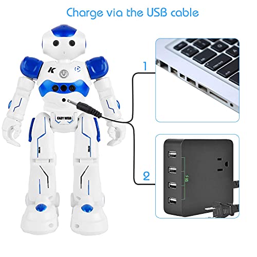 Cradream RC Robot Toy for Kids Remote Control Robot Gesture Sensing, Singing Dancing Programmable Robot Birthday Gift Present Blue