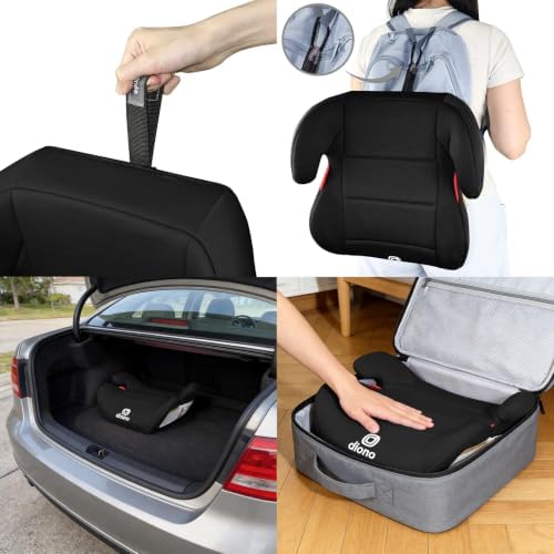 Diono Solana Lite Backless Booster Car Seat, Lightweight & Portable for Travel, Machine Washable Covers, 40-100 lbs, Black Storm (Pack of 2) — view 6