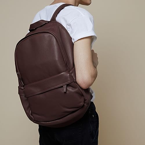 Leatherology Brown Parker Backpack - 2 large zippered compartments, slim laptop pocket, and front exterior zippered compartment2