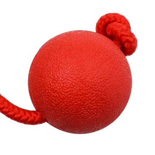 Sarini Pack of 2 Elastic Dog Game Ball with Rope, Red, Natural Rubber, Dog Toy, Medium Breeds, Outdoor, Portable, Chewing - Image 2