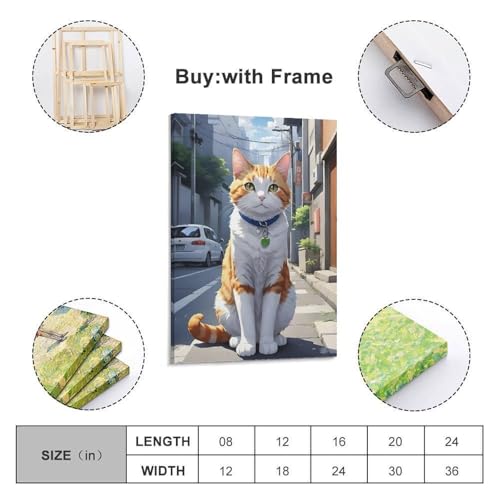 Toile chat blanc orange de rue impression haute définition 20x30 - 2