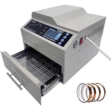 INTSUPERMAI Reflow Oven T-937 Micro-computer Control Reflow Soldering Machine Automatic Infrared & Hot Air Reflow Oven 306 mm322mm Drawer Size Lead Free Reflow Soldering Machine 110V 2300W