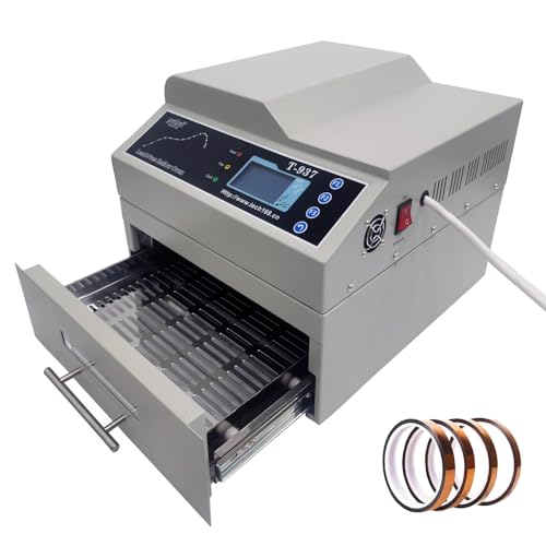 INTSUPERMAI Reflow Oven T-937 Micro-computer Control Reflow Soldering Machine Automatic Infrared & Hot Air Reflow Oven 306 mm×322mm Drawer Size Lead Free Reflow Soldering Machine 110V 2300W