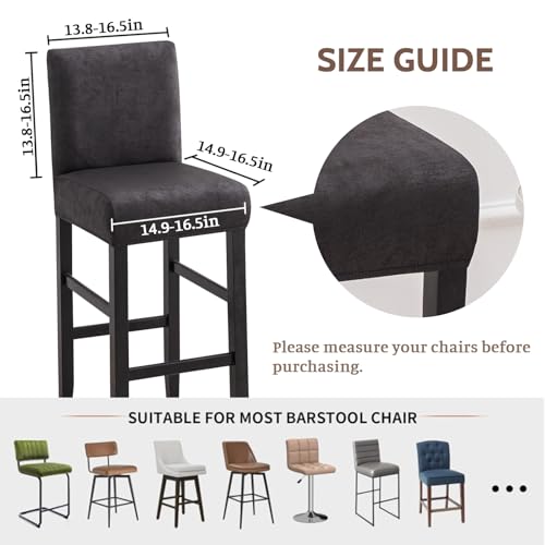 Image of FUANGUI Bar Stool Covers Set of 4, Stretch Bar Stool Seat Covers | Washable Removable Bar Chair Covers with Backs Slipcovers, Bar Chair Covers Square for Kitchen Dining Room Cafe