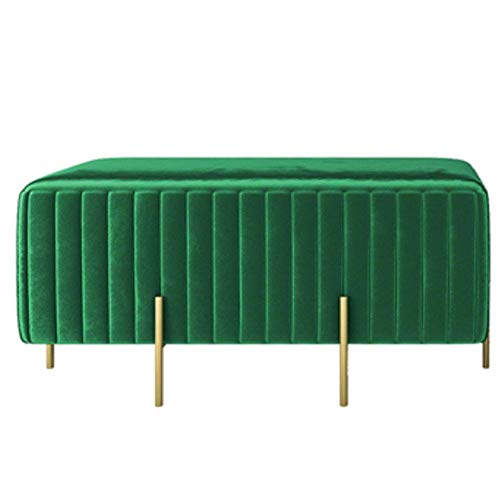 Repose-Pieds Ottoman en Velours Vert 90x45x42cm avec Pieds Dorés - 2