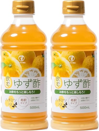 すこやか商店 ゆず酢 飲むお酢 500ml 2本 蜂蜜 無添加 保存料着色料不使用 希釈原液 4倍希釈 飲みやすい 柚子 甘夏 美容 健康 朝からスッキリ
