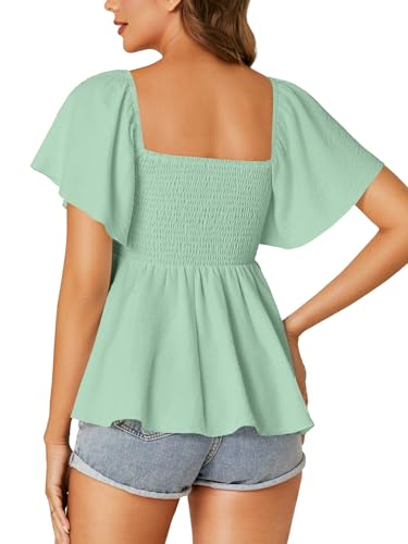 Image of LYANER Women's Square Neck Cute Peplum Top