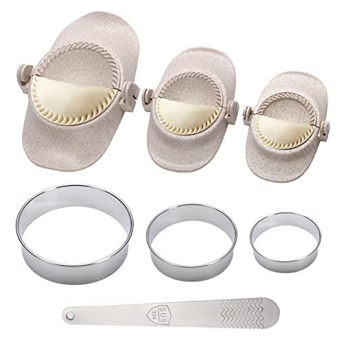 Teen Dream Dumpling Maker, Empanadas Press Mold Maker Set With Dough Cutter And Stuffing Spoon, Moldes Para Empanadas For Pierogi, Pastelitos, Calzone, Turnovers, 3 Sizes (L/4"+M/3"+S/2.6") (White) #TOP21