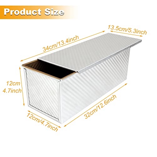 JMIATRY Large Pullman Loaf Tin with Lid, 1000g / 2.2lb Dough Non Stick Loaf Tins for Baking, 34x13.5x12cm Bread Tin, Aluminum Alloy Loaf Pan for Oven Baking - Image 3