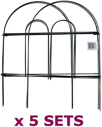 MTB Green Garden Border Folding Fence Lawn Yard Fence 18 Inch x 8 Feet,Pack of 5 Set, Overall Length 40 Feet,Landscape Panel,Folding Patio Fences Flower Bed Pet Barrier Section Panel Decorative Fence