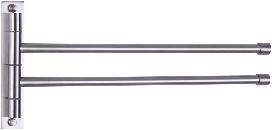 GERZWY Bathroom Swing Arm Towel Bars 2-Arm Wall Mount Stainless Steel Bath Towel Rack Hanger Towel Holder Organizer Brushed Finish HYG02-LS