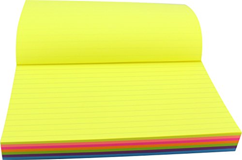 4A Notas adesivas, 15 x 20 cm, tamanho grande, 7 cores neon sortidas, forrado, notas autoadesivas, 2