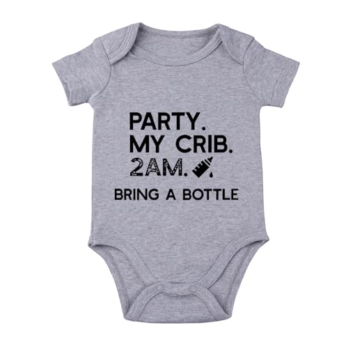 Image of listery Party My Crib Bodysuit Funny Bodysuit Baby Sayings Baby Boy Clothes Party At My Crib 2 Am Bodysuits Baby Girl Clothes