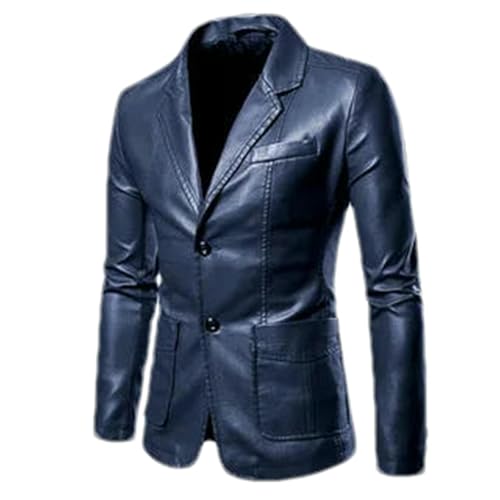 Veste en cuir synthétique homme coupe slim avec poches pratiques
