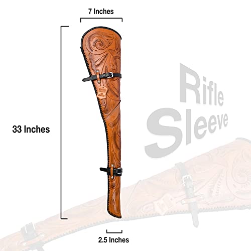 Hulara_ Western Genuine Leather Rifle Scabbard Hand Tooled Gun Case Shotgun Barrel Sleeve Hardcase Saddle… (Brown) #TOP1
