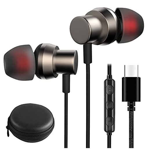 USB C Headphones for Samsung S21 S21 FE S20 Note 20 S22 Earbuds HiFi Stereo Earphones with Mic and Volume Control in-Ear Wired Earbuds Noise Cancelling Headsets for Pixel 4 3 2 OnePlus 9 Pro 8T 8 7
