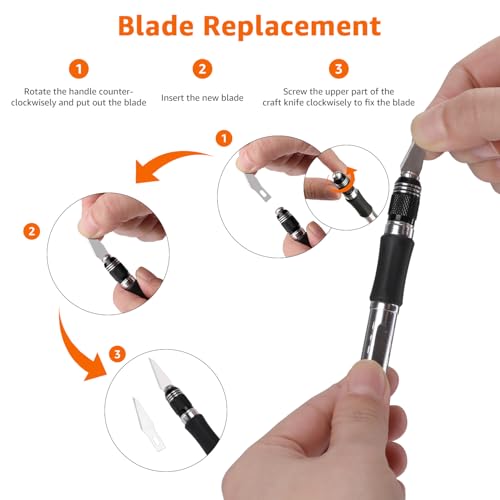 Amazon Basics 29-Piece Precision Hobby Knife Set, Black, Silver, Red - Image 4