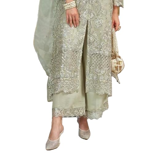 Image of Women's Net Multicolor Heavy Embroidery & Sequin Work Designer Stitched Salwar Suit