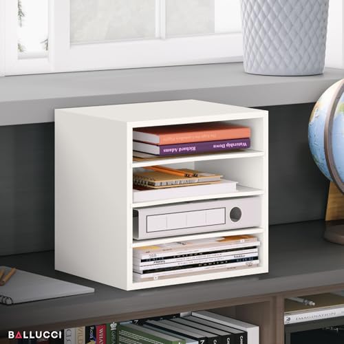 Ballucci 4-Tier Paper Organizer for Desk, Stackable Organizer Tray, Desk Storage Shelves, Stacking Letter Paper Tray Sorter for Classroom, Office, White - Image 6