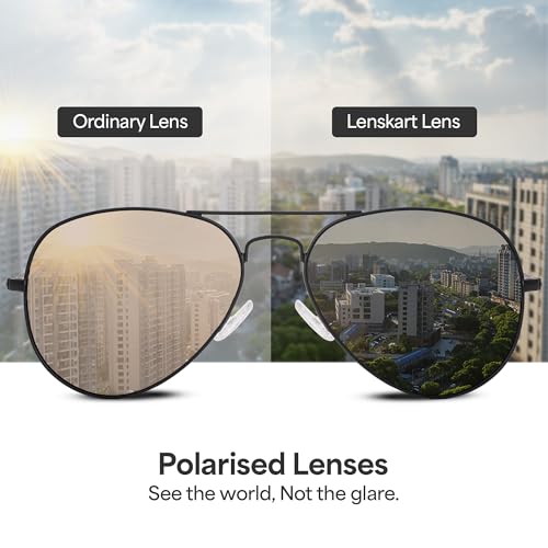 Image of VINCENT CHASE EYEWEAR Polarized and 100% UV Protected | Branded and Stylish Sunglasses | Full Rim Pilot | For Men & Women | Medium | VC S18687