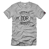 Original DDR Produkt 1976 Plakette Broiler Grenze Siegel Mauer T Shirt #27457, Größe:L, Farbe:Grau