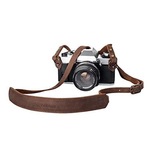 TARION Skórzany pasek do aparatu długie paski na szyję do aparatu DSLR vintage regulowane 118-145 cm paski na ramię do lustrzanki pasek brązowy L1