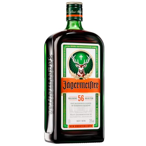 Jägermeister – 1 x 1l Premium Kräuterlikör 35% Vol. aus 56 erlesenen Kräutern – Im Eichenfass gelagert – Das Original aus Wolfenbüttel