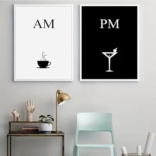 Toile moderne et simple café vin noir et blanc impression haute définition 70x100