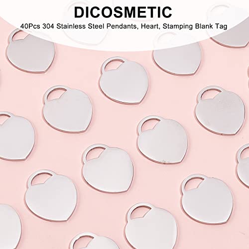 DICOSMETIC 40Pcs Stainless Steel Jewelry Making Charms Heart Shape Flat Blank Stamping Tag Pendants for Necklace Bracelet Jewelry Making Hole: 7x4mm - Image 4