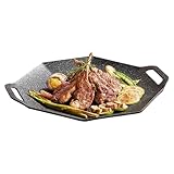 Facile à transporter : environ le poids d'une bouteille de bière, la plaque de cuisson Griddle peut être suspendue, facile à ranger, peu encombrante, peut être portée à la main et est légère et facile à transporter.