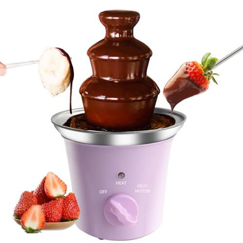MINI Chocolate Fountain Machine Small Electric Chocolate Fondue Fountain Machine for Party for Candy Butter Cheese (Purple)