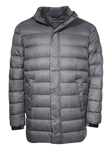 Calvin Klein Men's Water Resistant Zip Front Grey Tint Hooded Down