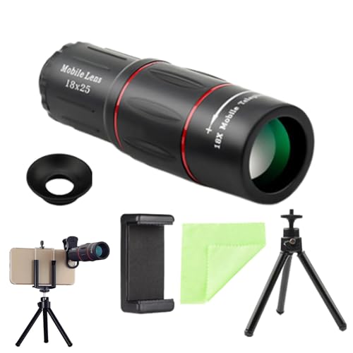 Samuliy Telescopio monocular para adultos, monocular ligero con adaptador de smartphone, ligero de alta definición con adaptador de smartphone, trípode para observación de aves, caza