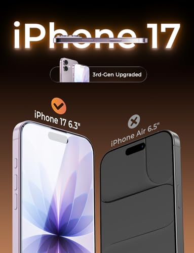 Image of MAGIC JOHN 3rd Gen Upgraded 2 Pack for iPhone 17 Screen Protector 6.3 Inch, HD Clear, (No Pro) Shatterproof Tempered Film, Auto Dust-Elimination, Bubble Free, Easy Installation