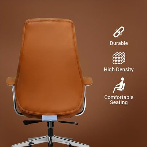 Image of Kepler Brooks Premium Executive Office Chair | Ergonomic High Back Leatherette Chair with Quilted Design, Adjustable Height & Multi Lock Recliner Tilt | Heavy-Duty Metal Base | Tan