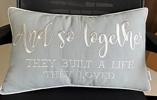Yugtex And So Together They Built A Life They Loved Cotton Embroidered Lumbar Accent Pillowcase - 12X20 Inches, Robins Egg #TOP19