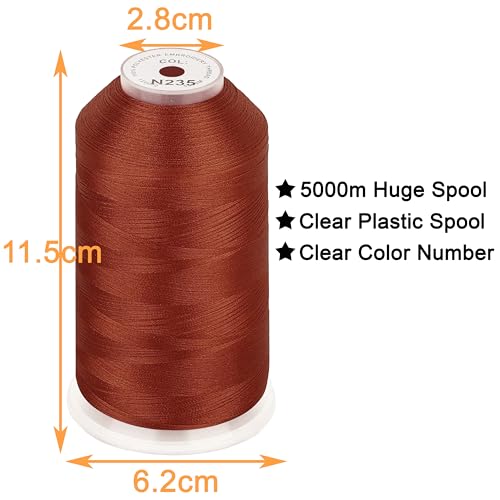Image of New brothread - Single Huge Spool 5000M Each Polyester Embroidery Machine Thread 40WT for Commercial and Domestic Machines - Burnt Orange (Janome Color)