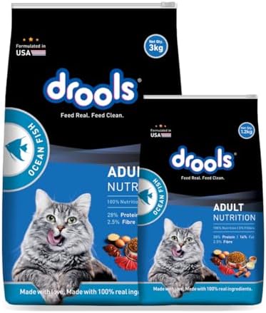 Drools Adult(+1 year) Dry Cat Food, Ocean Fish, 3 kg + 1.2 kg Free