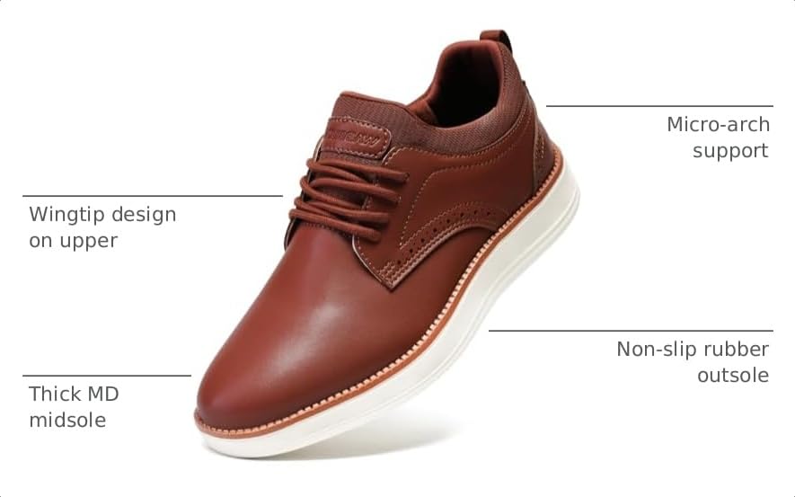 Image of Men's Dress Sneakers Oxfords Shoes Business Wingtip Casual Walking Brogue Shoes