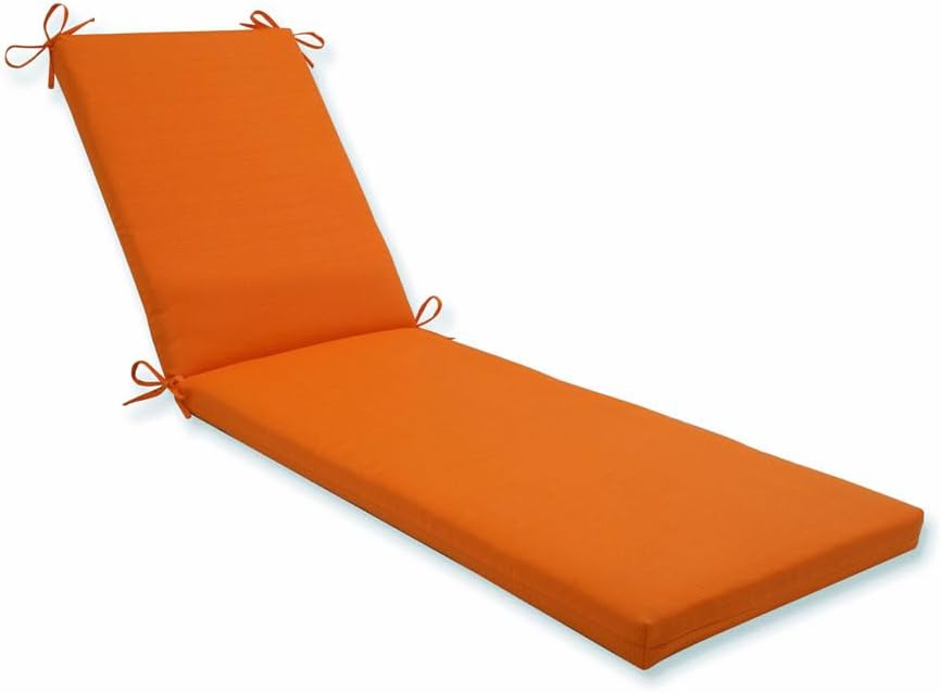 Pillow Perfect Pompeii Solid Indoor/Outdoor Patio Chaise Lounge Cushion Plush Fiber Fill, Weather and Fade Resistant, 80" x 23", Orange