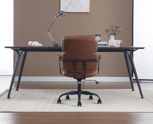 Chaise bureau cuir PU marron pivot 360° Ya-Home