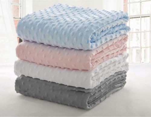 Image of American Baby Company Heavenly Soft Chenille Receiving Blanket 30 inchx40 inch, 2-Layer Minky Dot & Silky Satin, White, Warm for Baby Boys & Girls