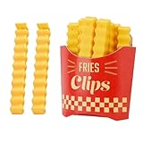12 clips de comida con bonito diseño de patatas fritas con caja de almacenamiento magnética de 10 x 1,4 cm, clips magnéticos fuertes para bolsas de congelador, para mantener la comida fresca y