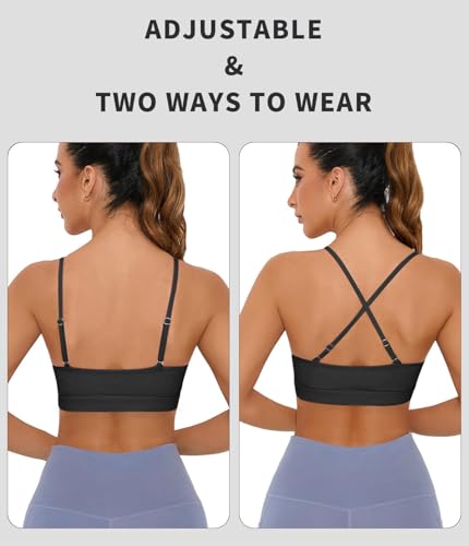 Image of Comper Sports Bra for Women Wirefree Racerback Workout Bras Sexy Thin Straps Yoga Sport Bras with Removable Pads